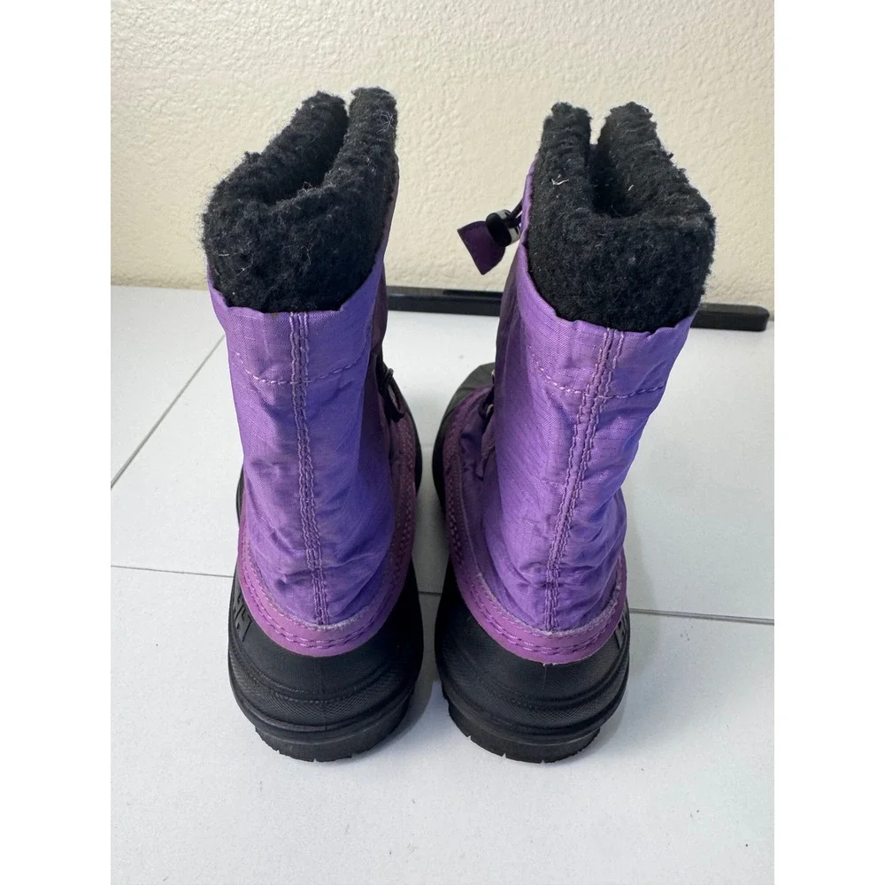 Helly Hansen Snow Boots Kids Size 12 Purple Black Winter Faux Fur Lined Gorpcore